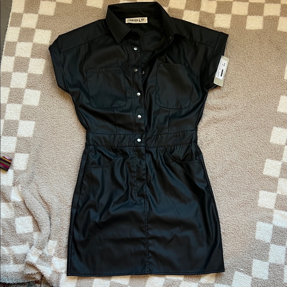 Elegant Black Button-Up Mini Dress